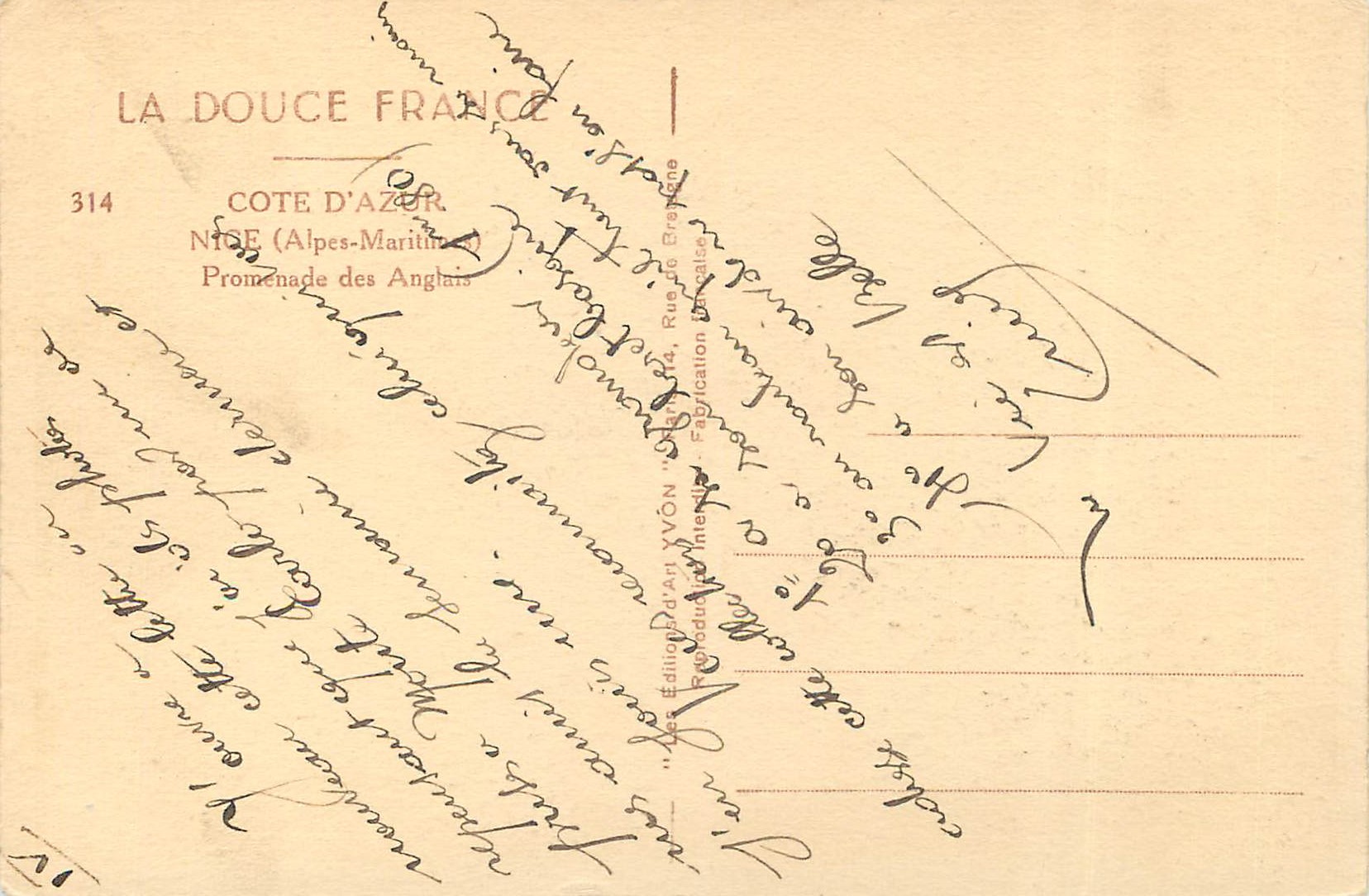 CPA Nice Alpes Maritimes Promenade des Anglais  — Verso