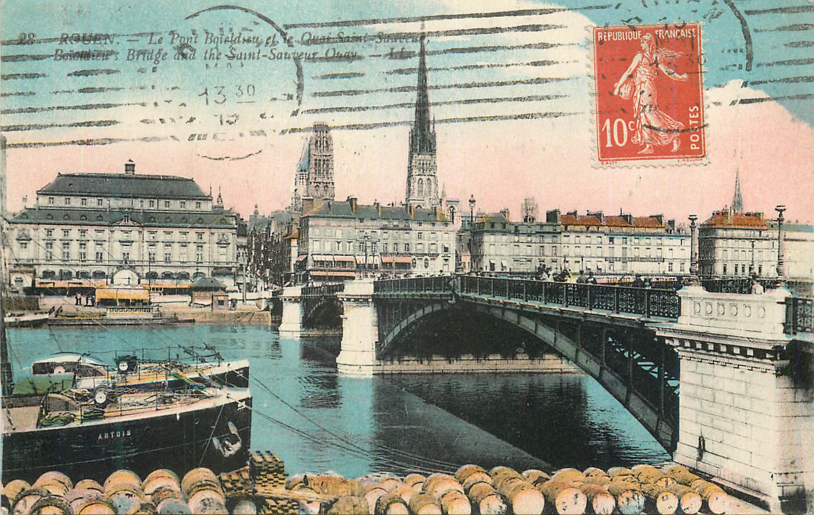 CPA Rouen Le Pont Bateau