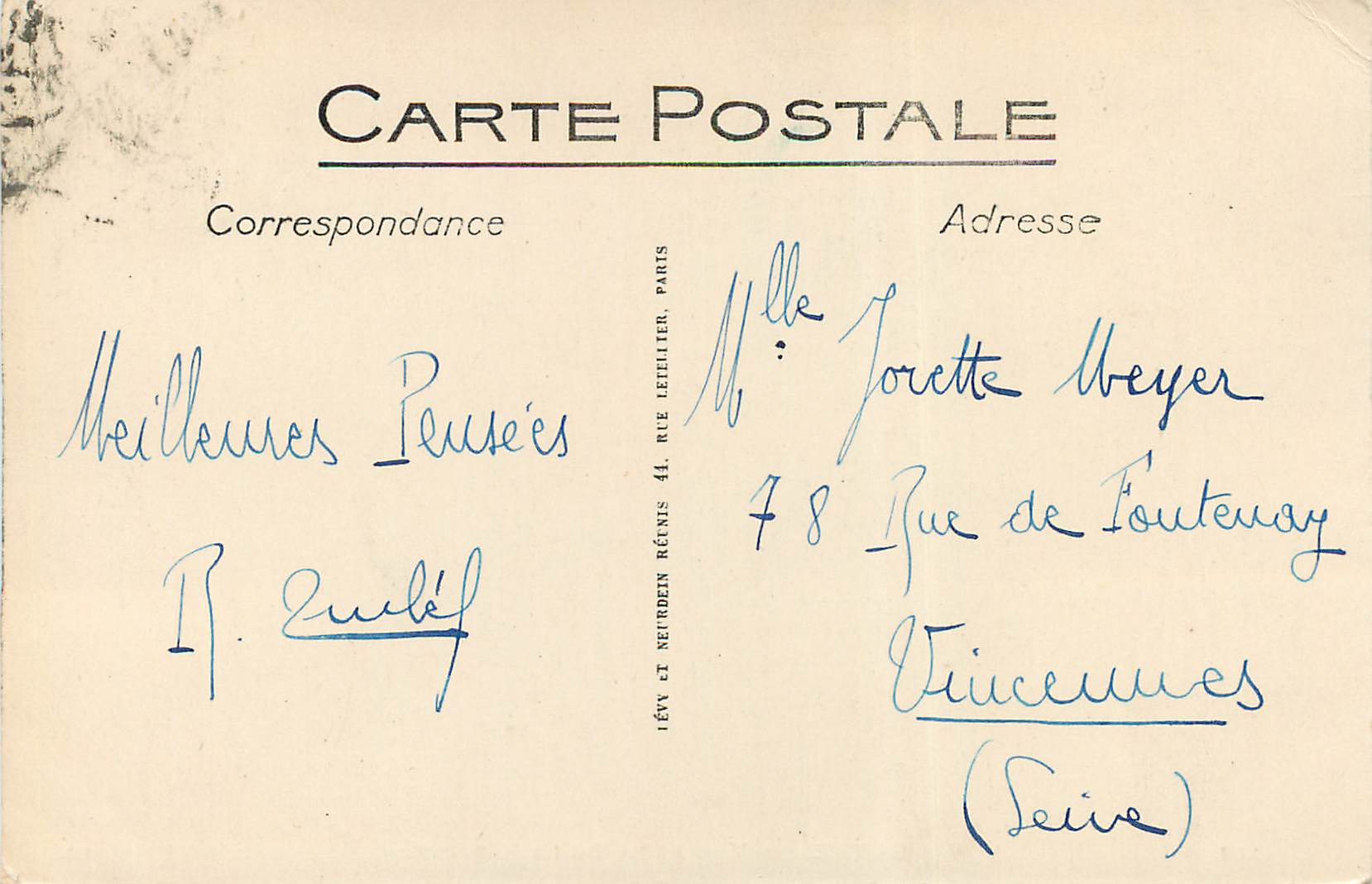 CANNES — Vue prise de la Réserve — Éditeur LL, n° 156 — Rückseite