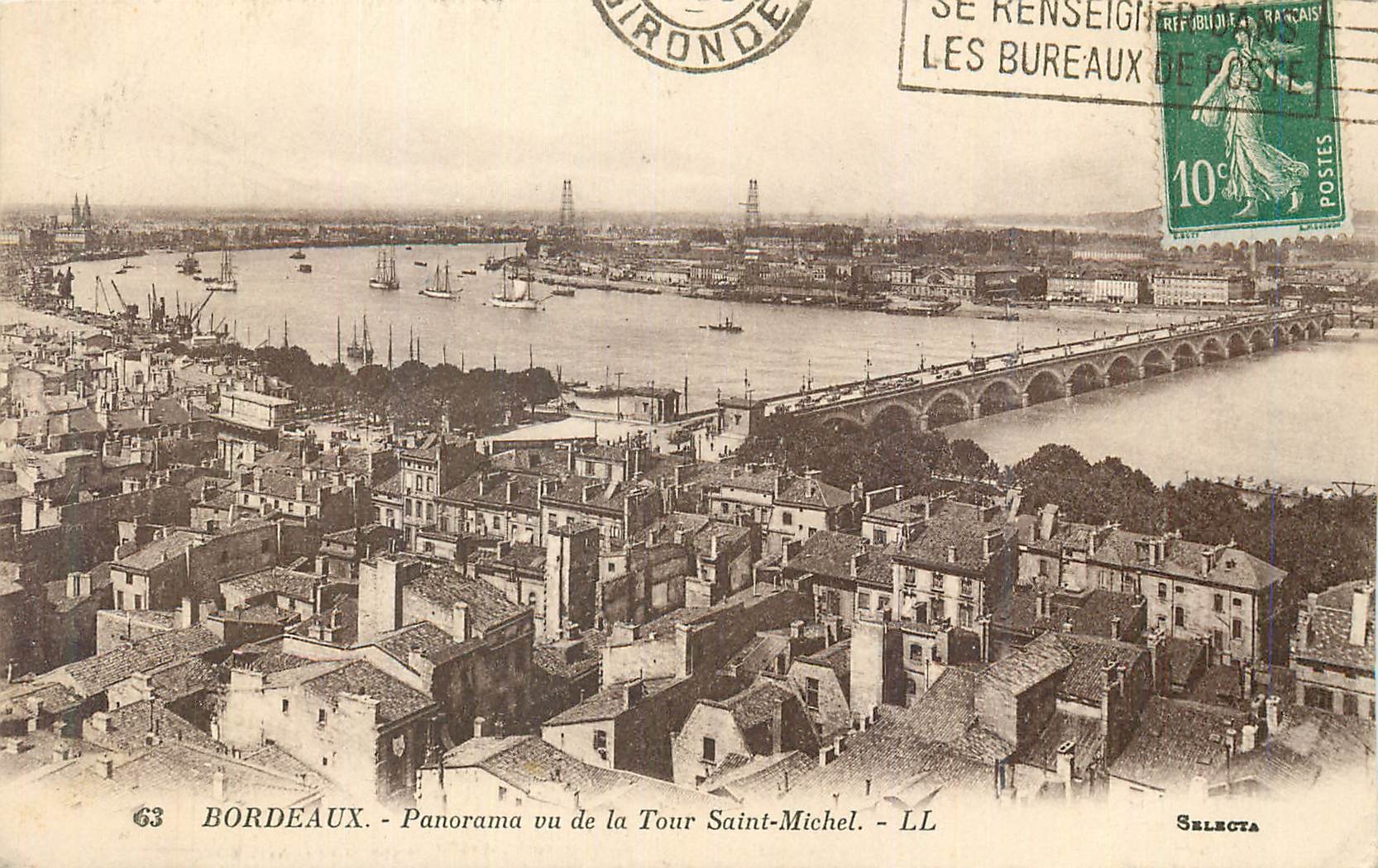 CPA Bordeaux Panorama vu de la Tour Saint Michel 