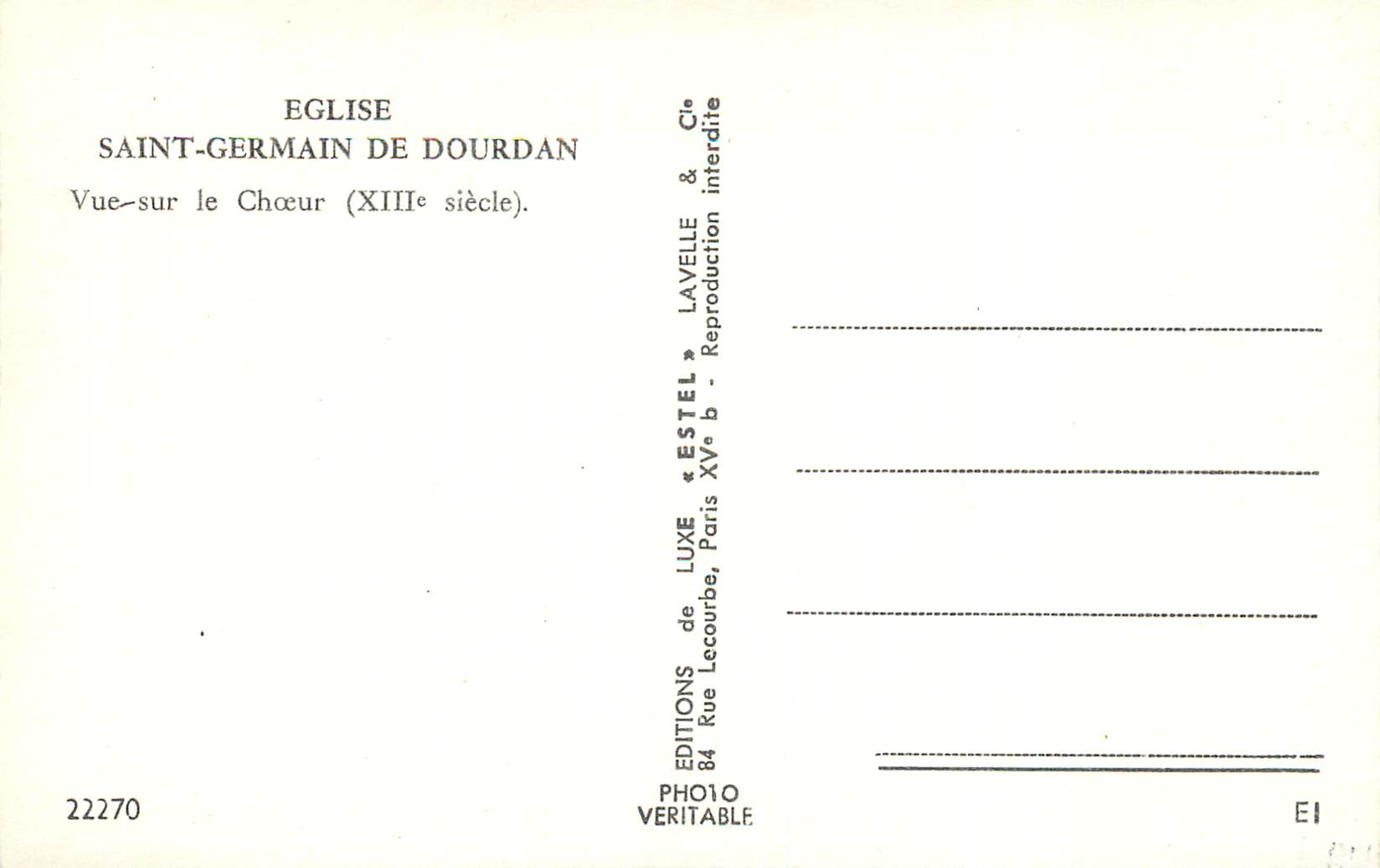 CPM Eglise Saint Germain de Dourdan Vue sur le choeur  — Rückseite