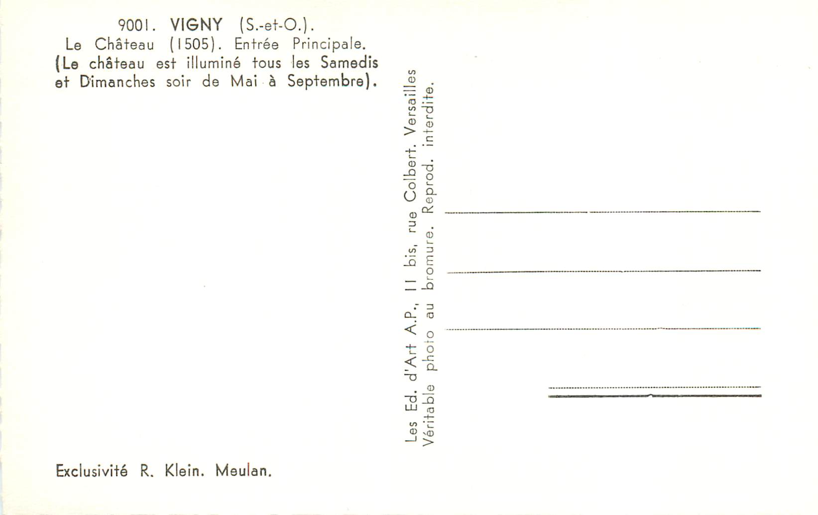 CPM Vigny S et O Le chateau Entree principale  — Rückseite