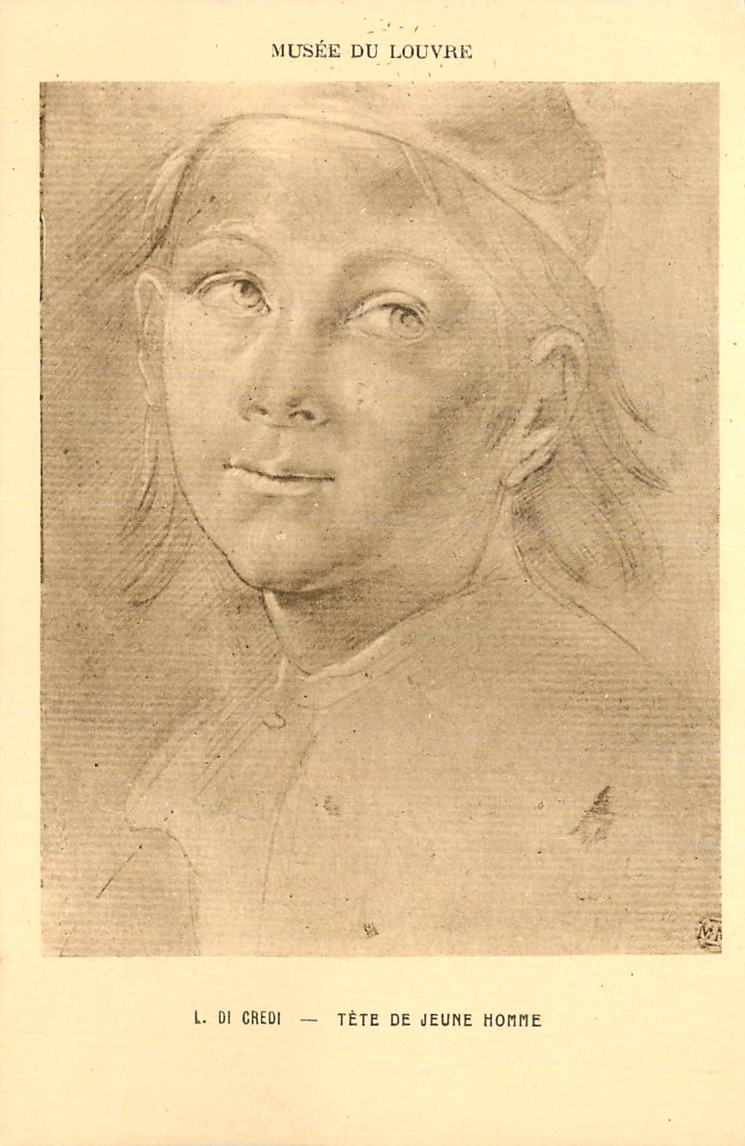 CPA Musee du Louvre L Di Credi Tete de Jeune Homme 