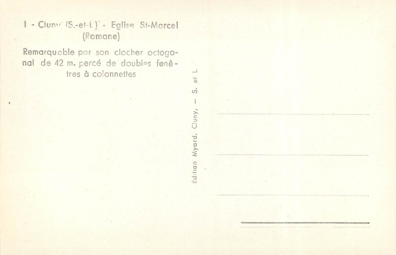 CPM Cluny S et L Eglise St Marcel Romane  — Rückseite