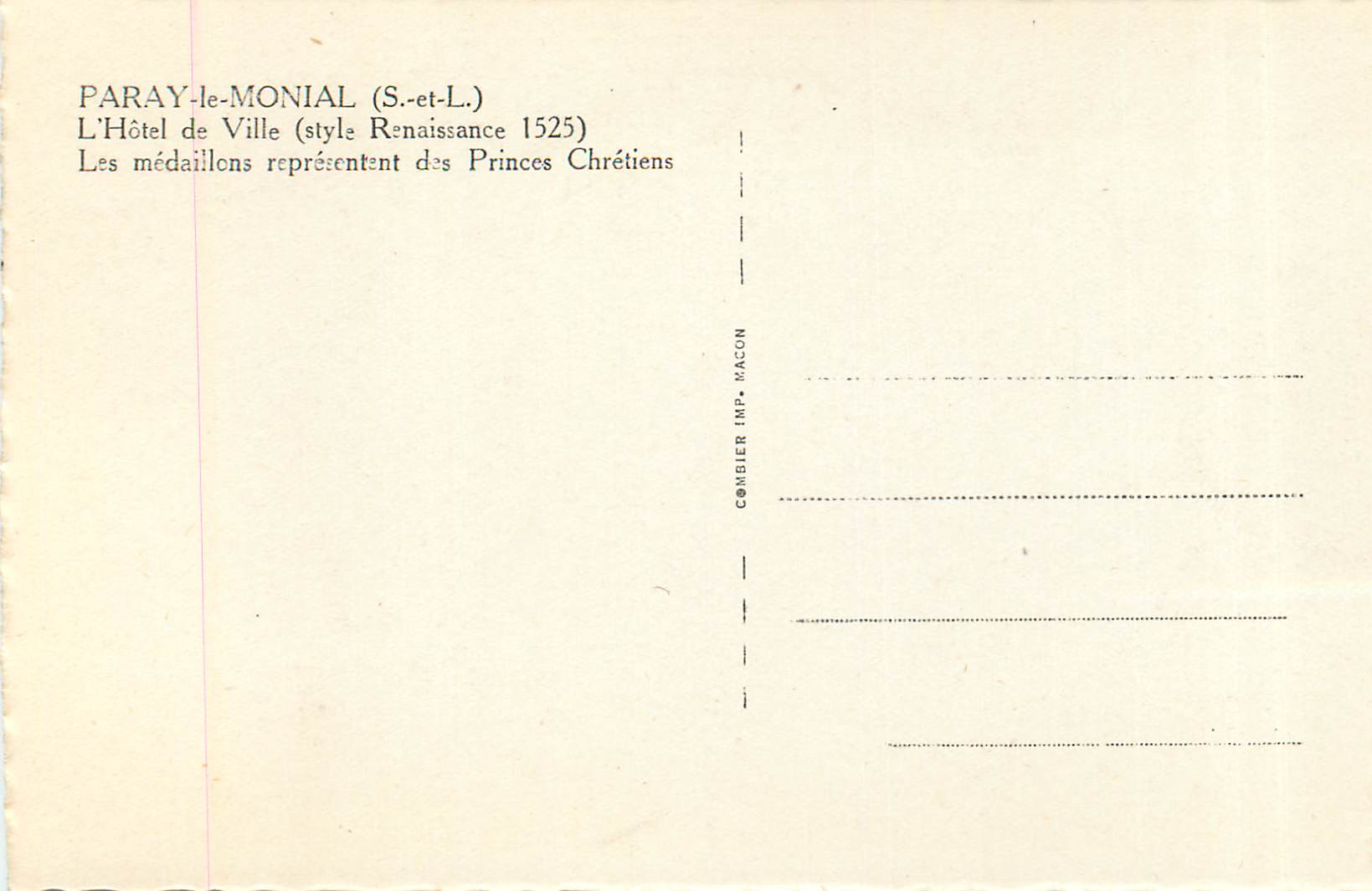 CPM Paray le Monial S et L L Hotel de Ville Les medaillons representant des Princes Chretiens  — Rückseite