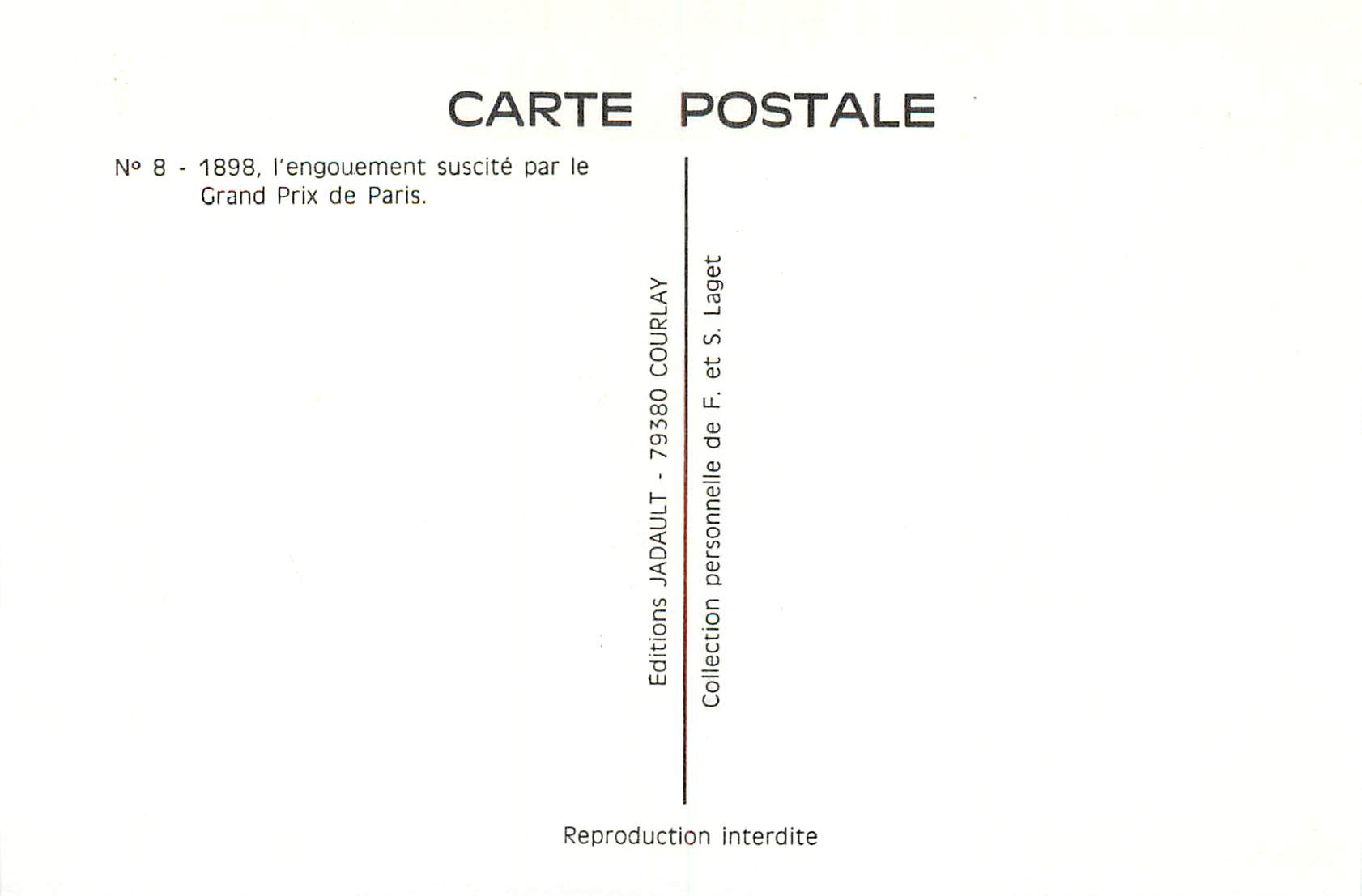 CPA L engouement suscite par le Grand Prix de Paris Velo Cycle Peugeot — Rückseite
