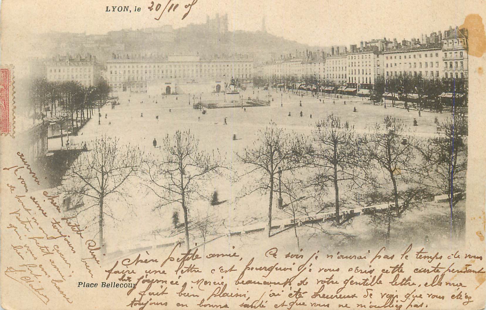 CPA Lyon Place Bellecour (carte 1900)
