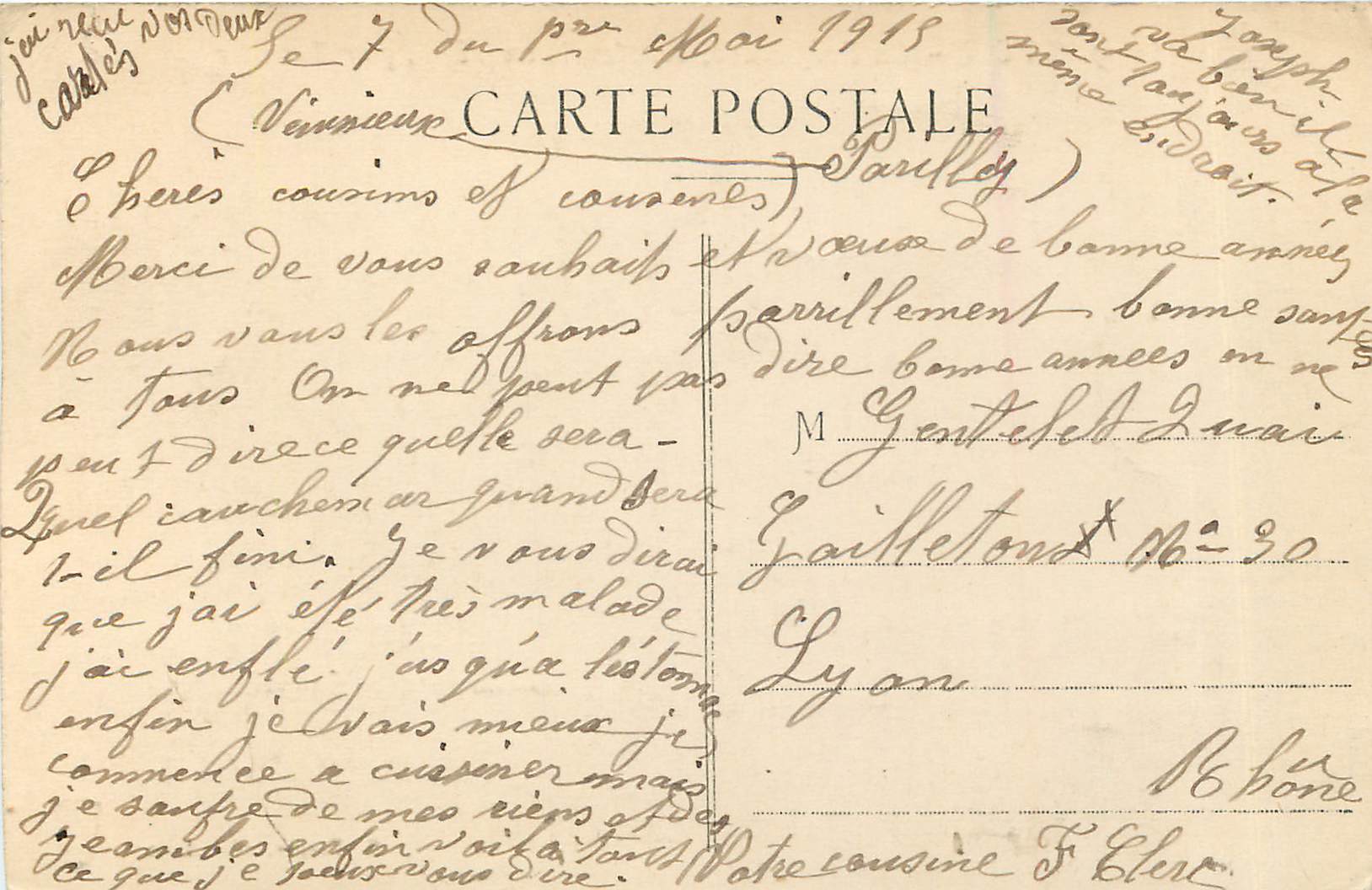 CPA Lyon La prefecture par Louvier  — Rückseite