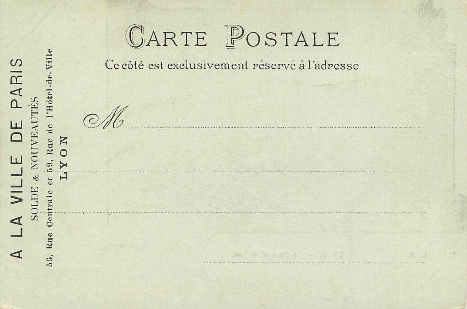 CPA Lyon Le parc et le lac  — Verso