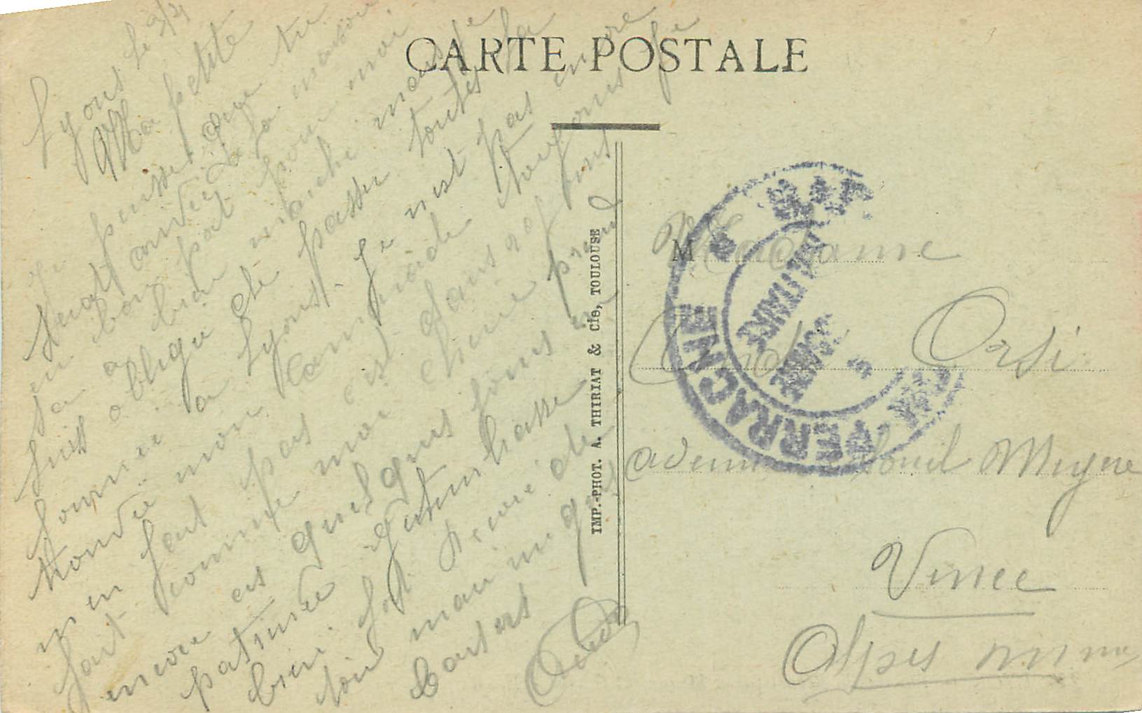 CPA Lyon Place de la Republique et Monumnent Carnot  — Verso