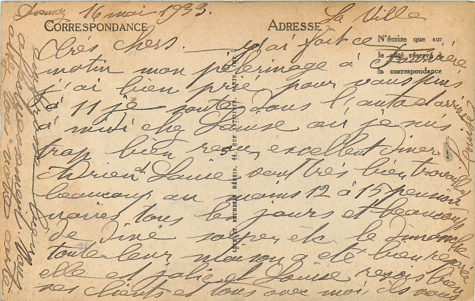 CPA Lyon Notre Dame de Fourviere  — Verso