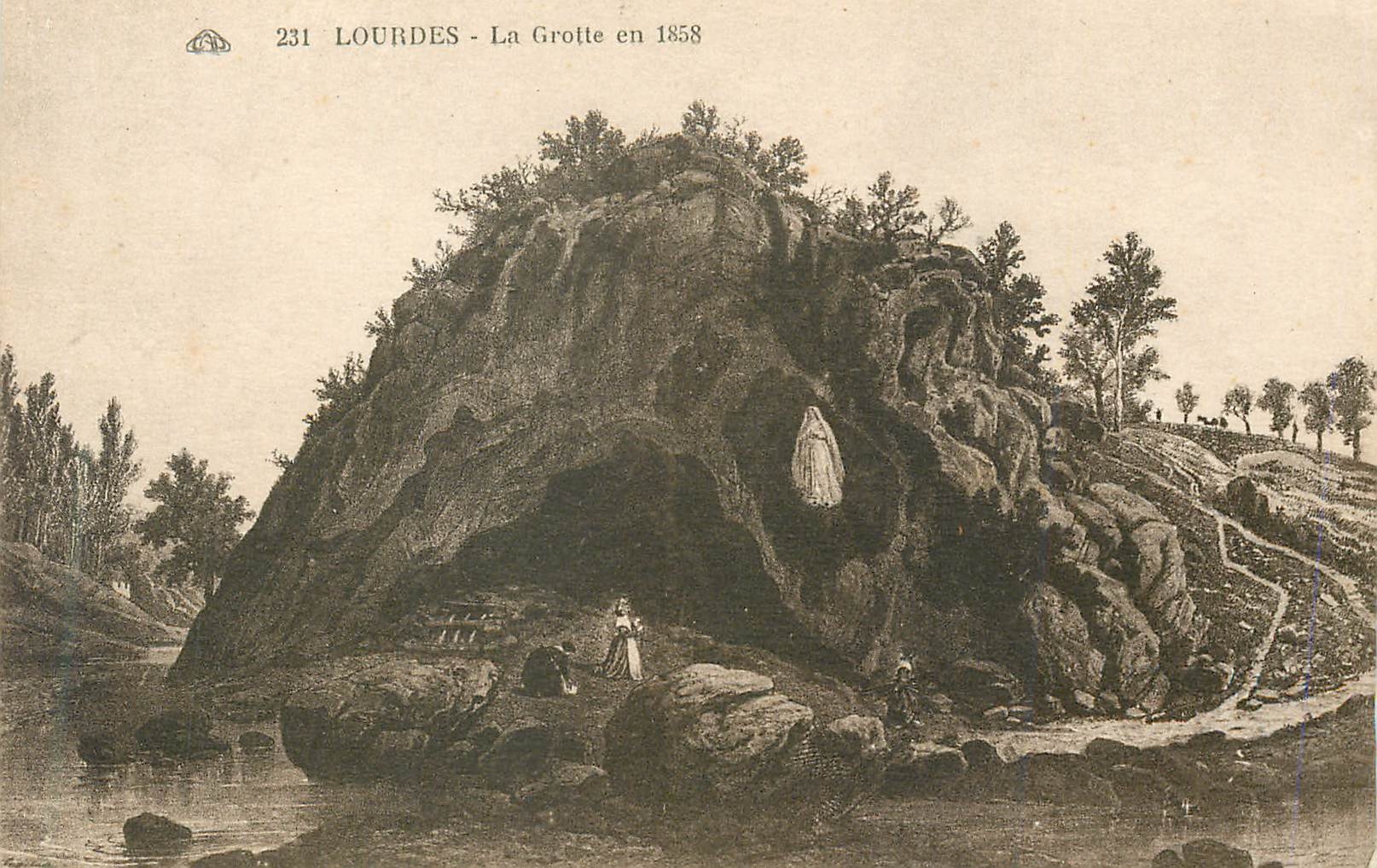 CPA Lourdes La grotte en 1858