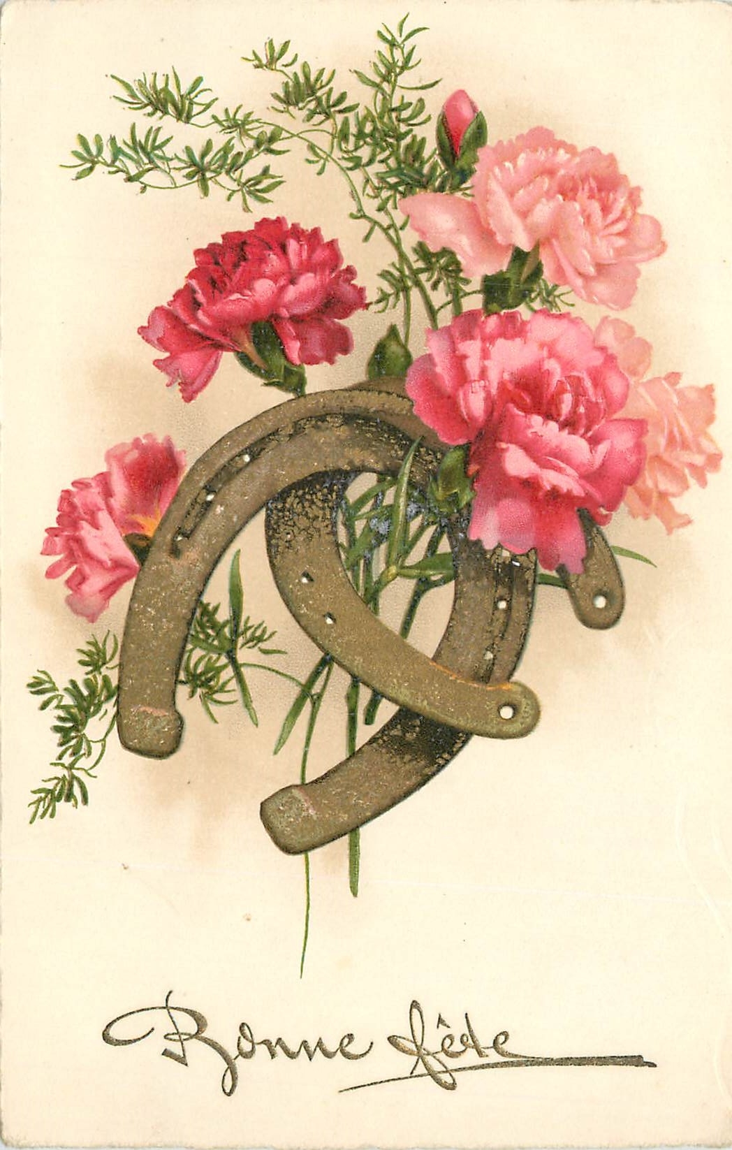 CPA Bonne fete Fer a cheval