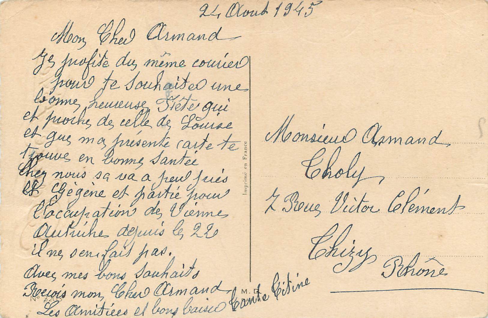 CPA Bonne fete Fer a cheval — Rückseite