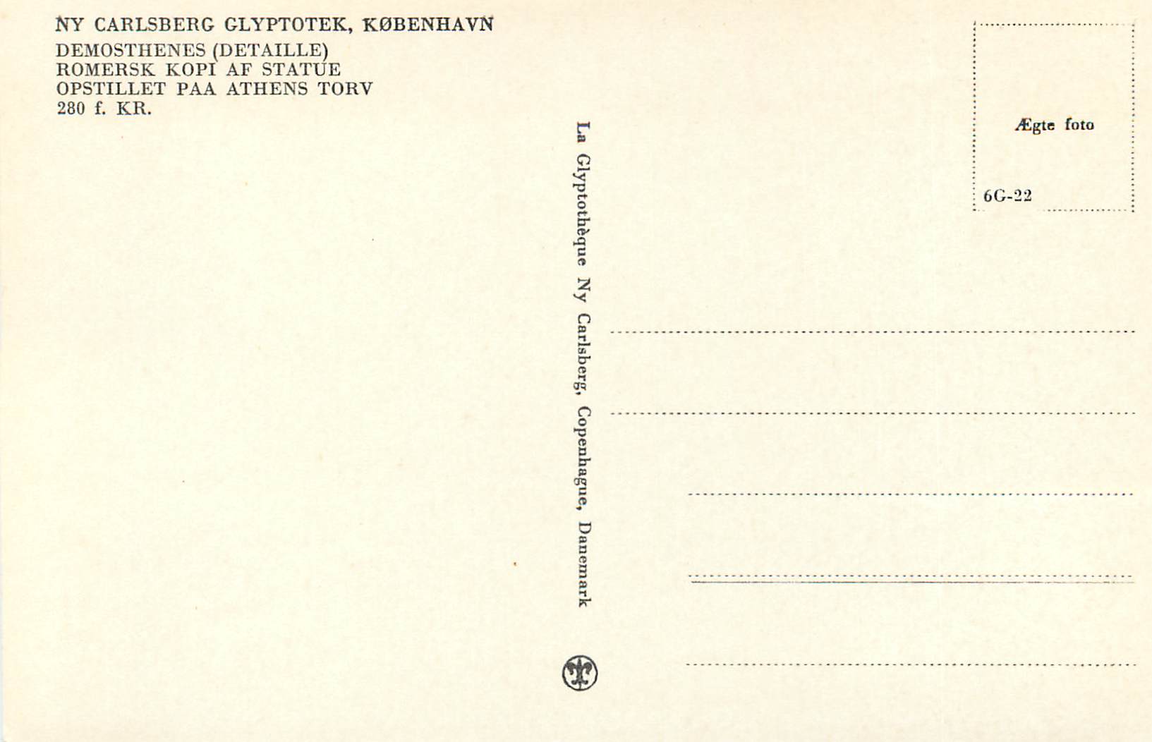 CPM NY Carlsberg Glyptotek Kobenhavn Demosthenes Detaille  — Rückseite