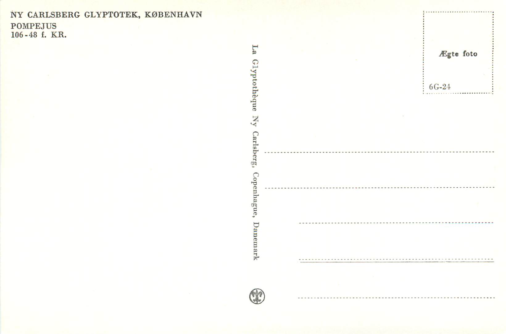 CPM NY Carlsberg Glyptotek Kobenhavn Pompejus  — Rückseite