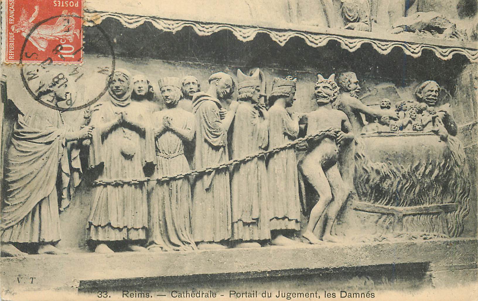 Reims — Cathedral — Portal of Judgment, the Damned — V.T. n°33