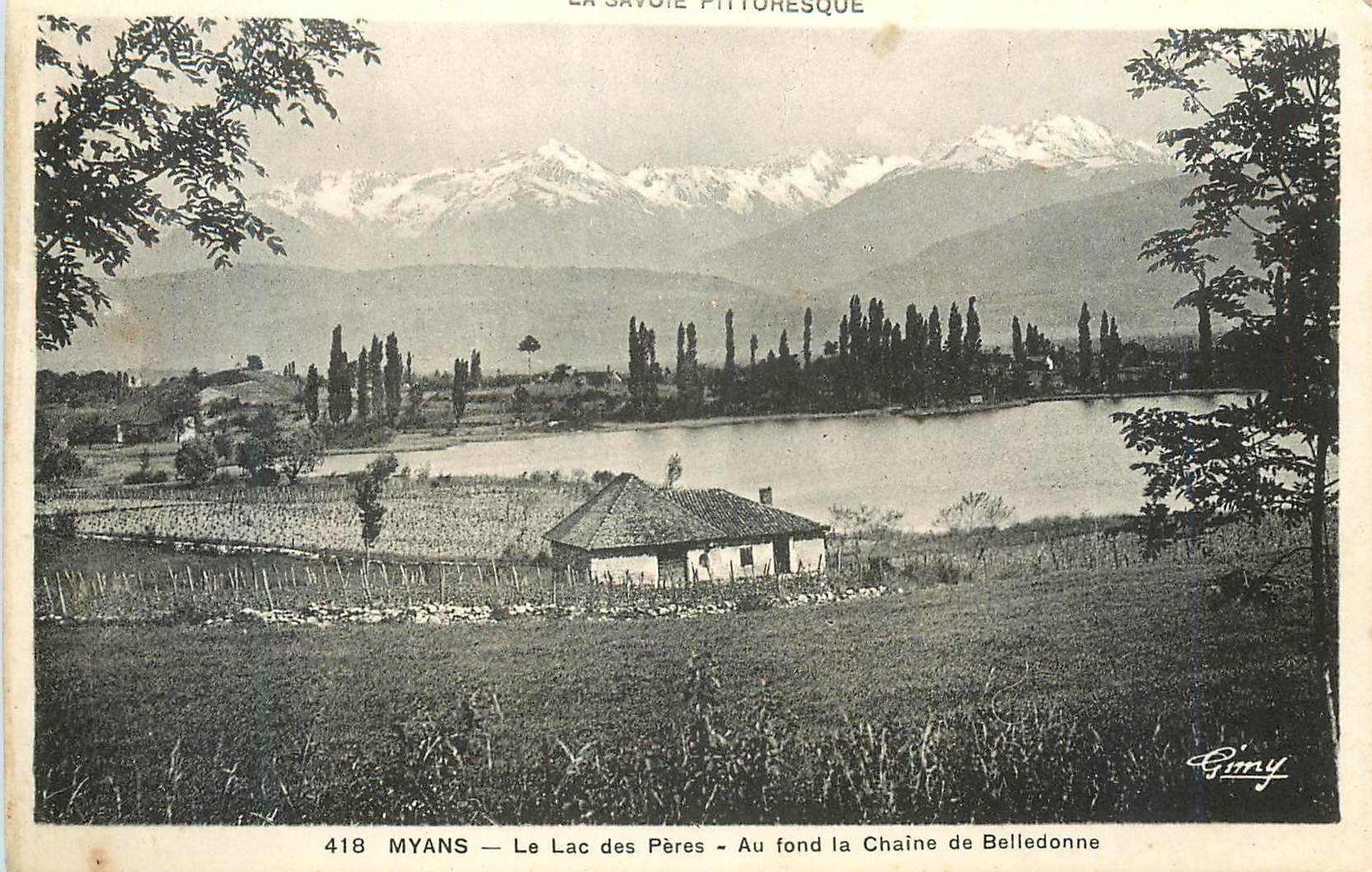 CPA Myans Le lac des Peres Au fond la Chaine de Belledonne 