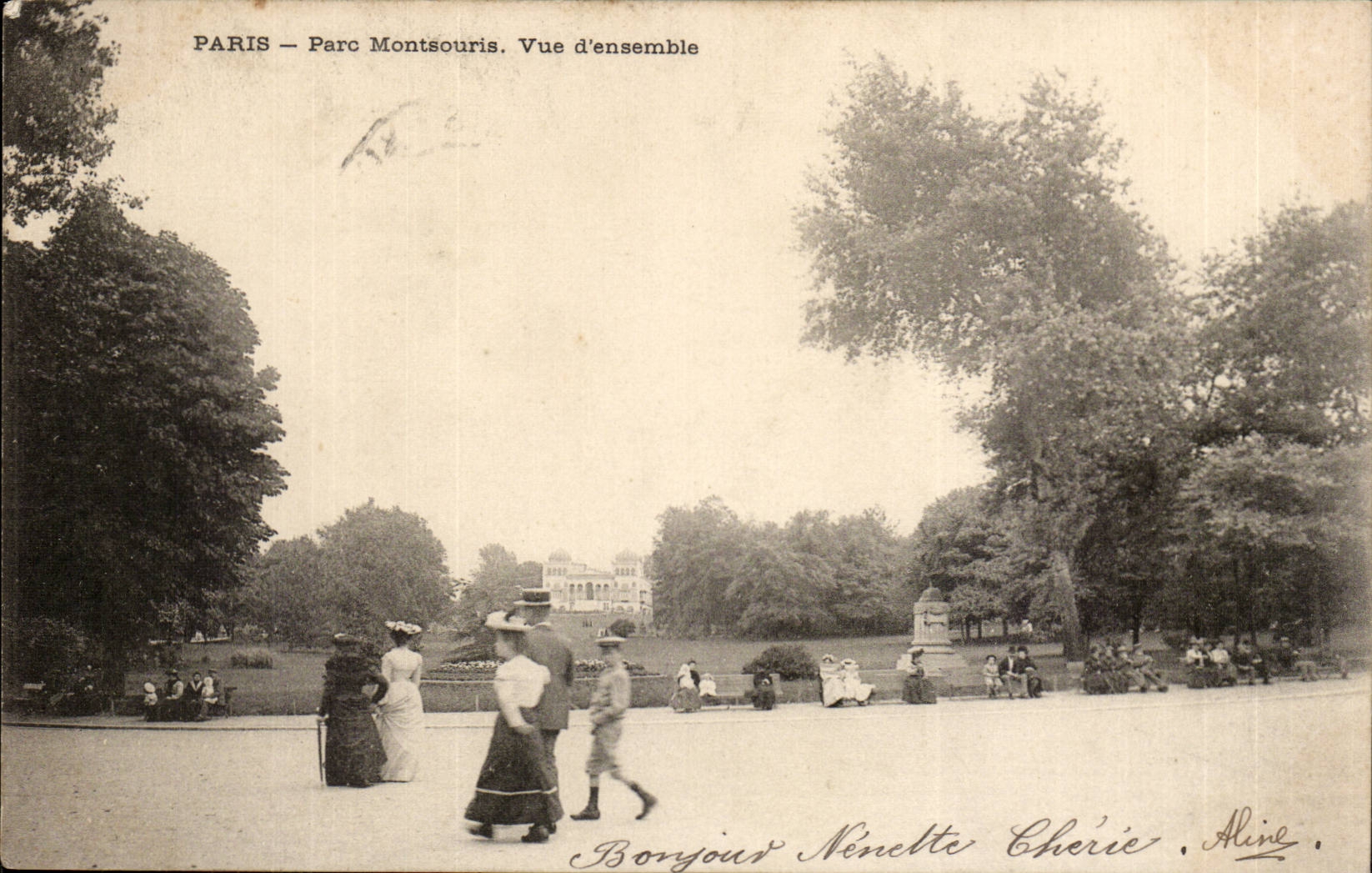 Paris (14)- Parc de Montsouris-Vue d'ensemble-femme-enfant-CPA