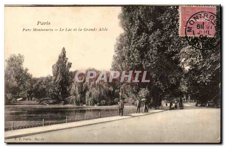 Paris (14) - Le Parc Montsouris- Le Lac et La Grande Allee -CPA