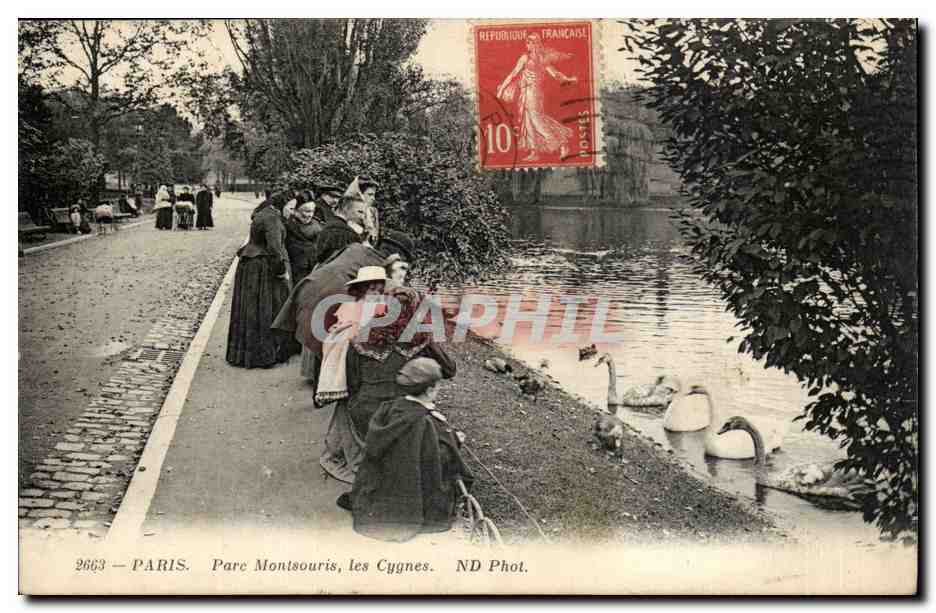 Paris — Parc Montsouris, die Schwäne — ND Phot.