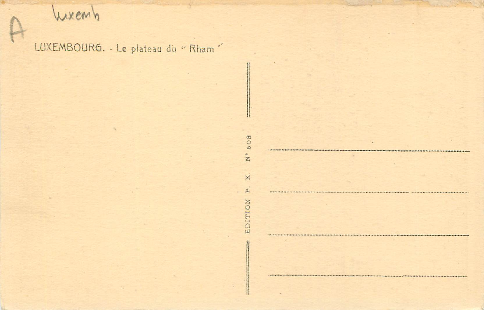 CPA Luxembourg Le plateau du Rham  — Rückseite