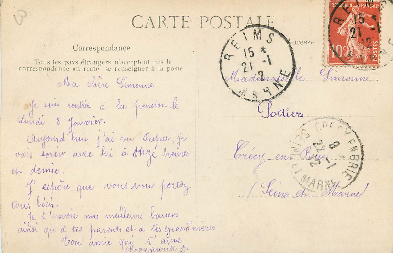 CPA Reims Les Caves et Boulevard Pommery  — Rückseite