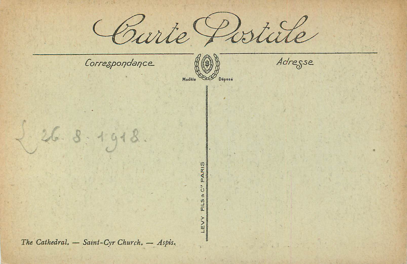 Nevers — La Cathédrale — Église Saint-Cyr — L'Abside — LL. — B.N. 18 — Verso