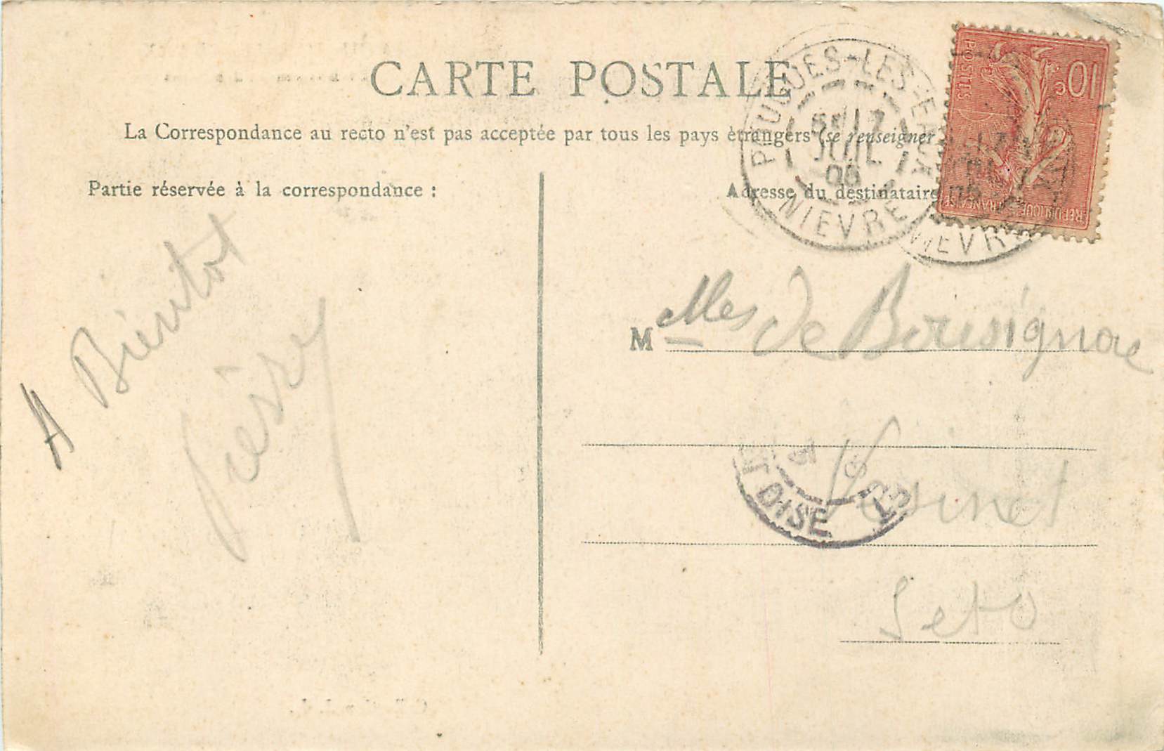 CPA Pougues les Eaux Etablissement des Bains  — Rückseite