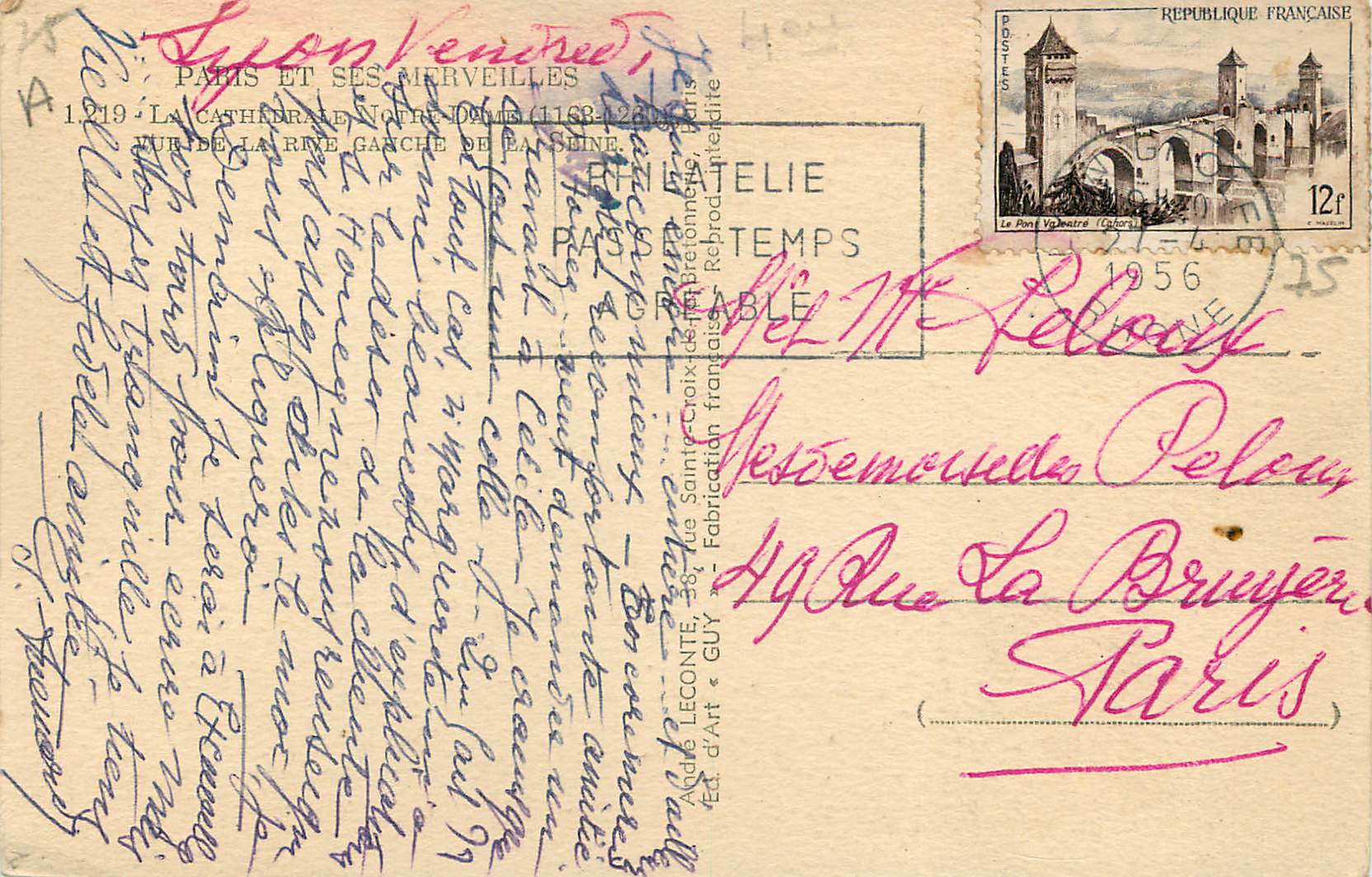 CPA Paris et ses Mervielles La Cathedrale  — Rückseite