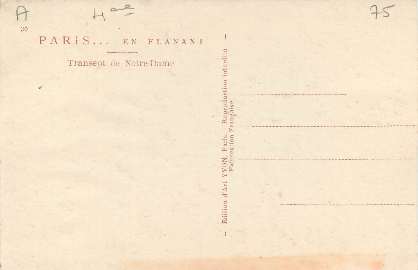 CPA Paris Transent de Notre Dame  — Rückseite