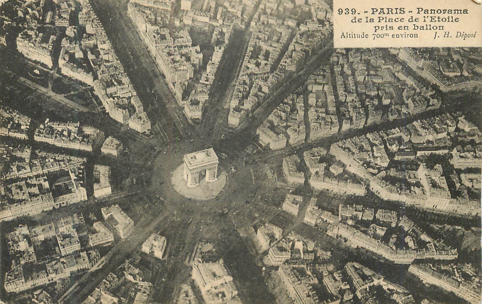 CPA Paris Panorama de la Place de l'Etoile pris en ballon 
