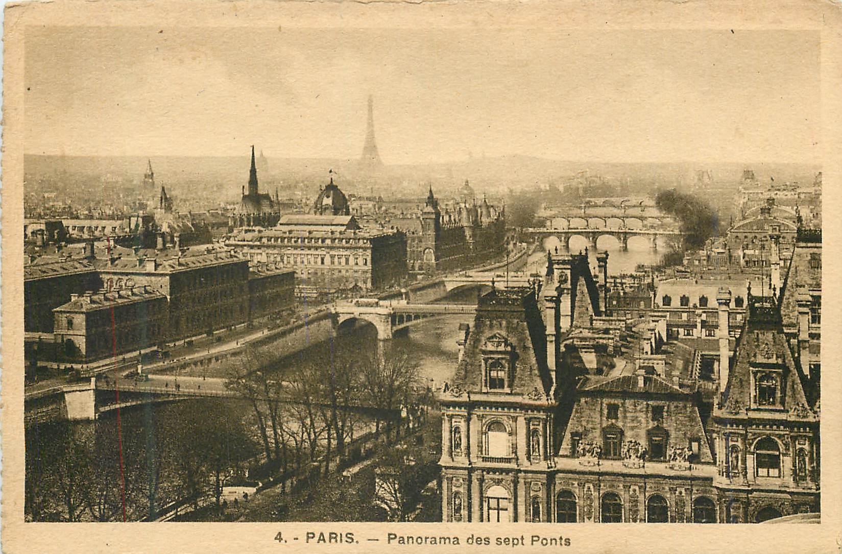Paris — Panorama der sieben Brücken — Unbekannter Verlag, Nr. 4