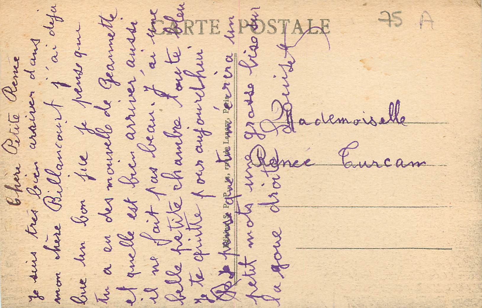 CPA Paris Le Pavillon de Marsan  — Rückseite