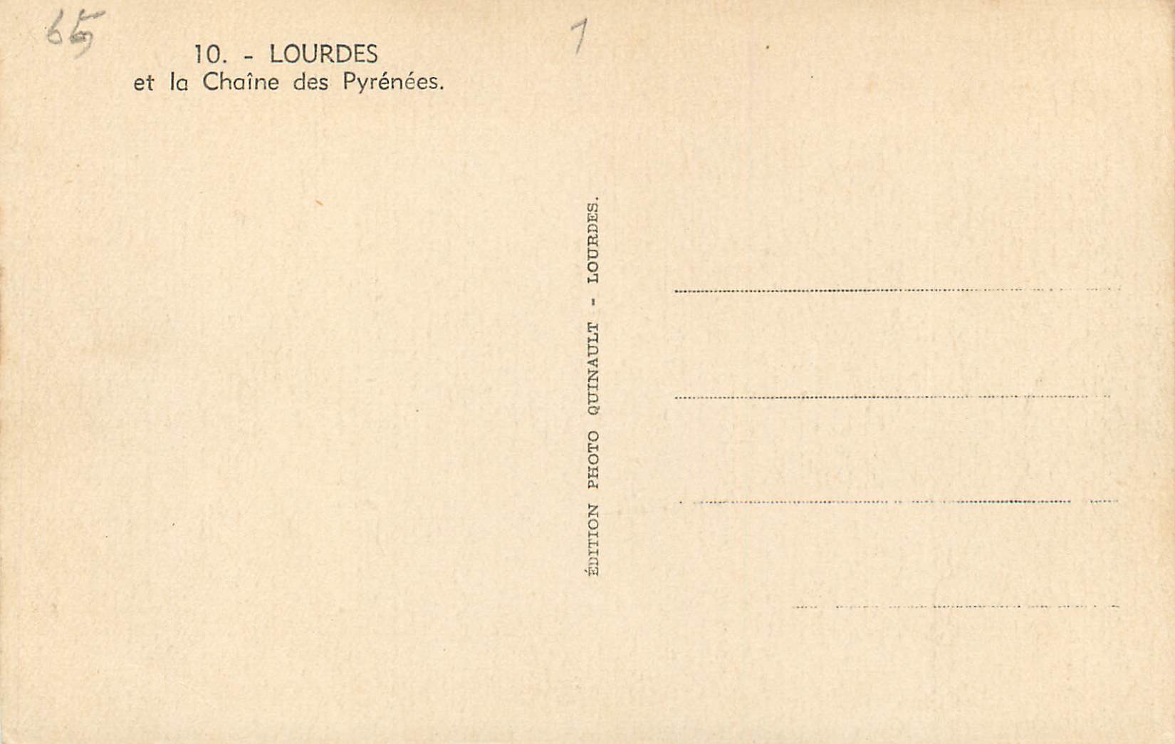 CPA Lourdes et la Chaine des Pyrenees  — Verso