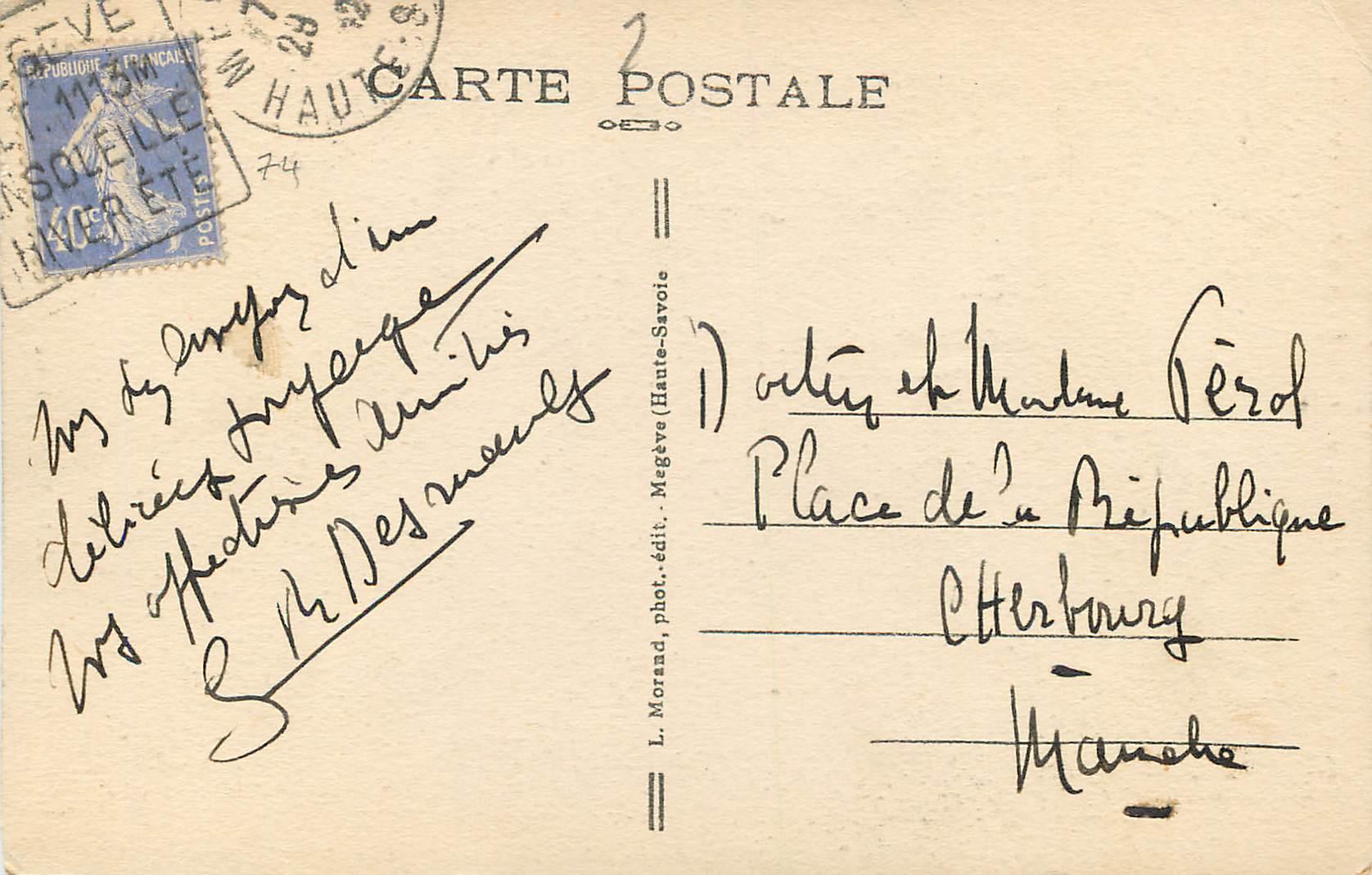 Route de Megève à St-Gervais — Mont-Blanc — L. Morand, phot. édit. Megève — Reverso