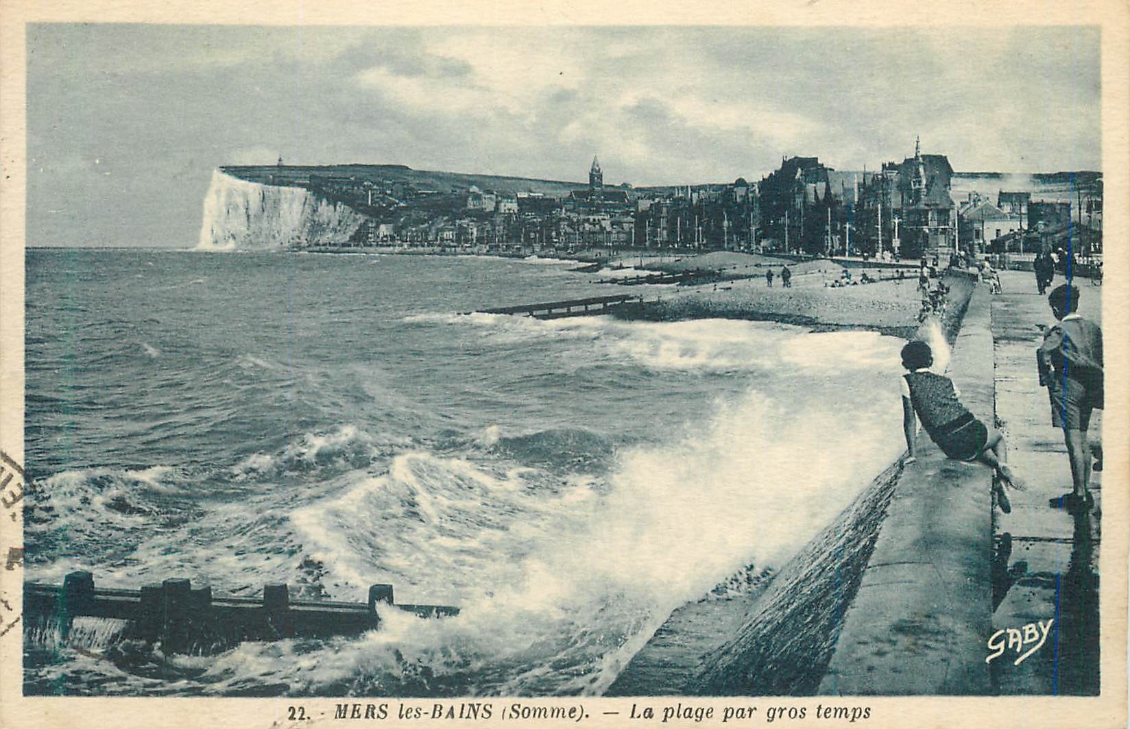 CPA Mers les Bains Somme La plage par gros temps 