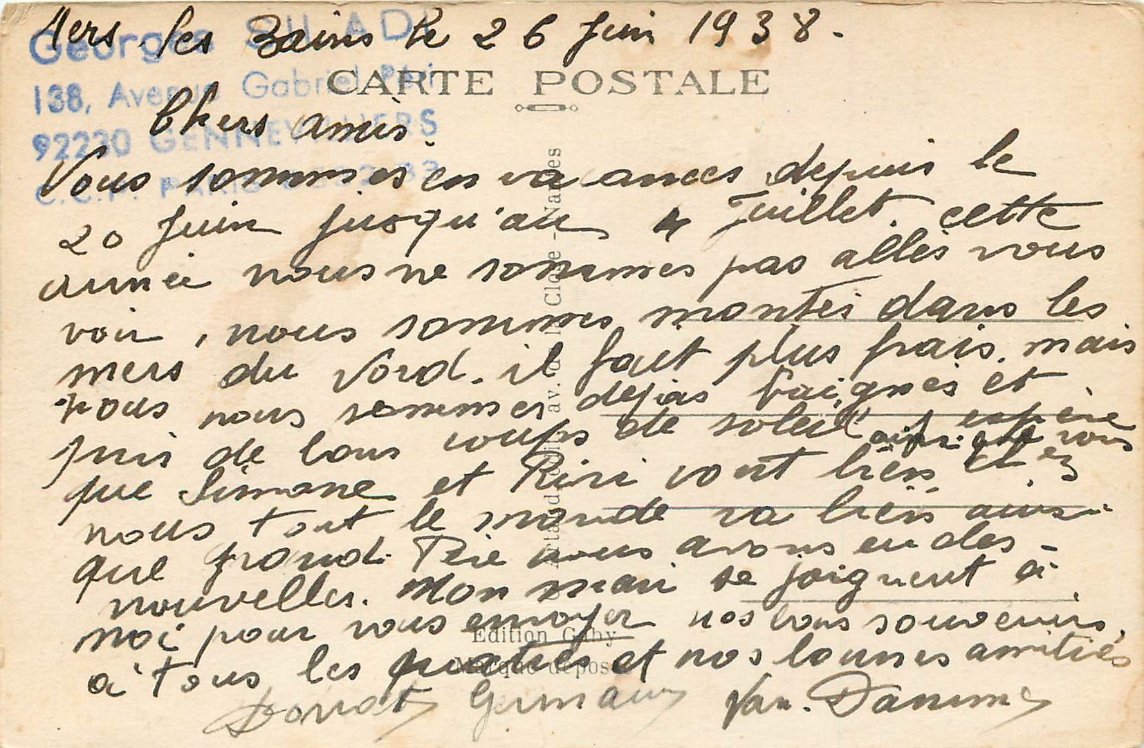 CPA Mers les Bains Somme Esplanade de la Plage  — Verso