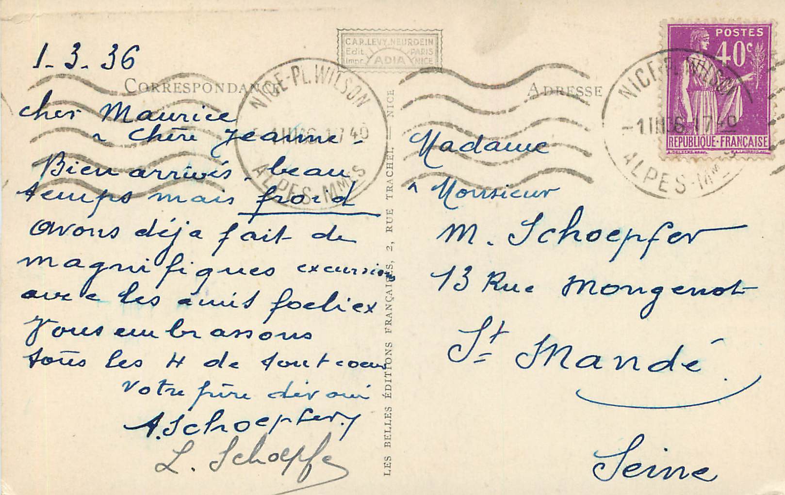 CPA Nice La Promenade des Anglais et le Palais de la Jetee  — Verso