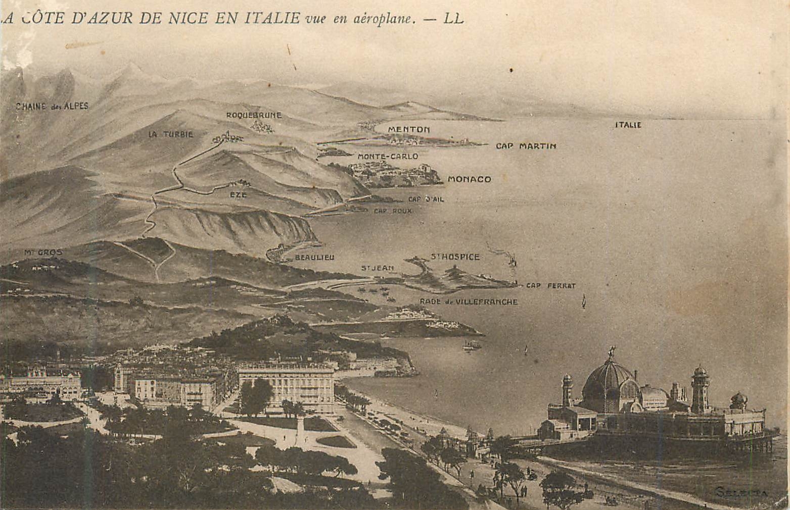 CPA La Cote d Azur de Nice en Italie vue en aeroplane 