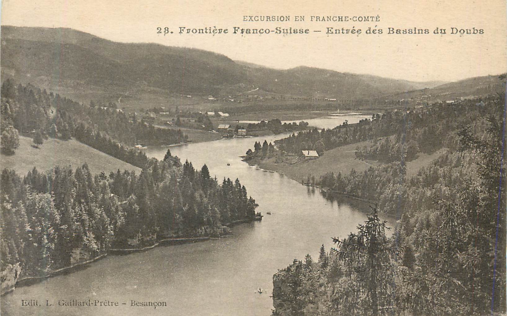 CPA Frontiere Franco Suisse Entree des Bassins du Doubs 