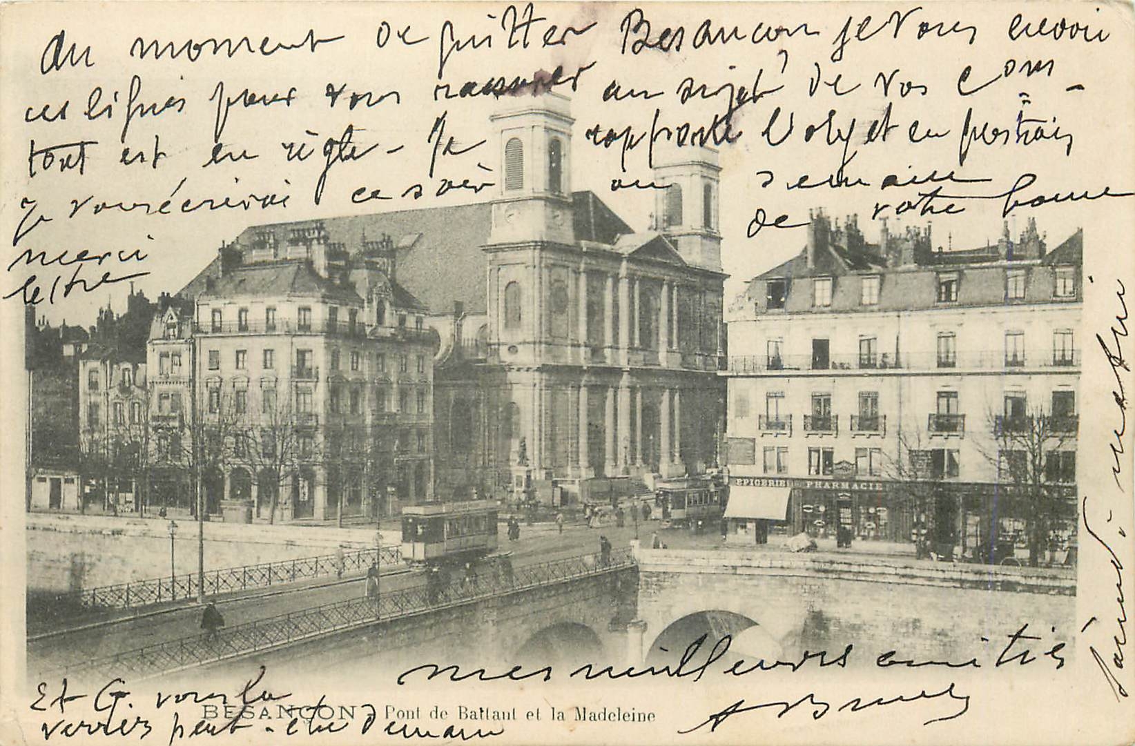 Besançon — Pont de Battaut et la Madeleine — Éditeur non identifié, n° de série non visible