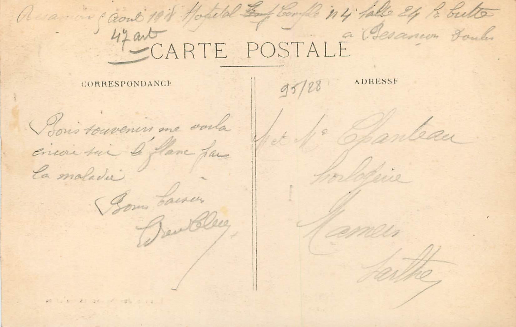 Besançon — Vue Générale - Fort Beauregard — Édition des Nouvelles Galeries — Rückseite