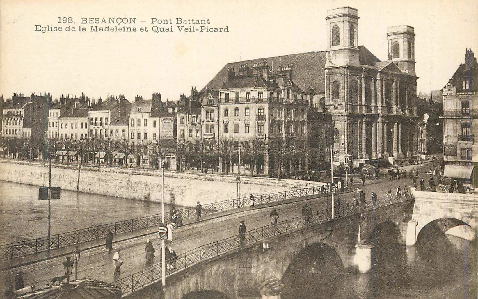 Besançon – Pont Battant, Église de la Madeleine et Quai Veil-Picard — Éditeur Problépyle Artistique de l'Est, n° 198