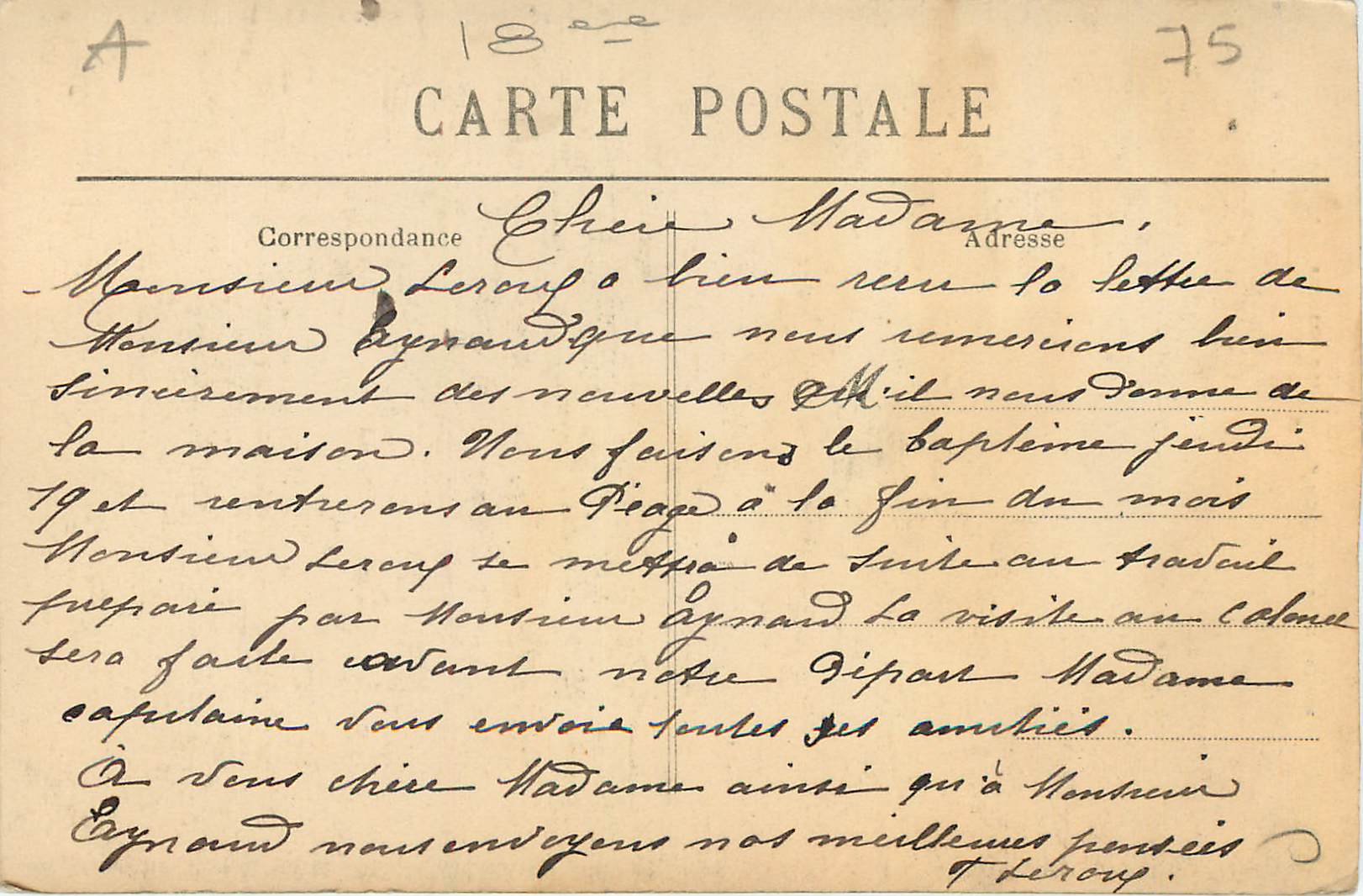 CPA Montmartre La Rue de la Barre la nuit  — Rückseite