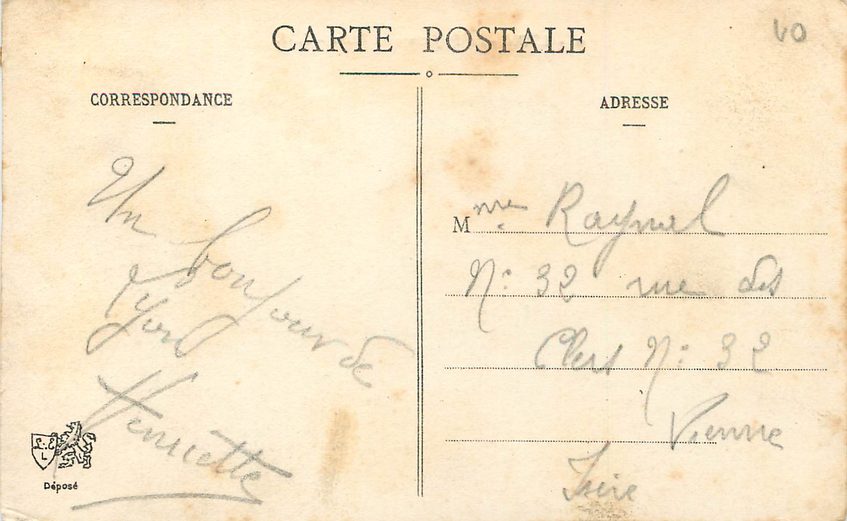 CPA Lyon La Prefecture du Rhone  — Verso