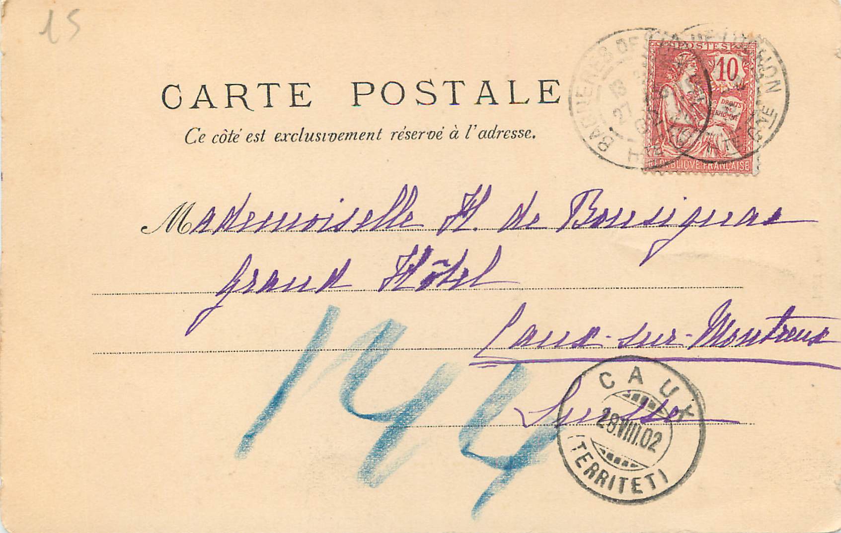 Luchon. Grand Casino — vue architecturale — éditeur Y.P. No 1566 — Verso
