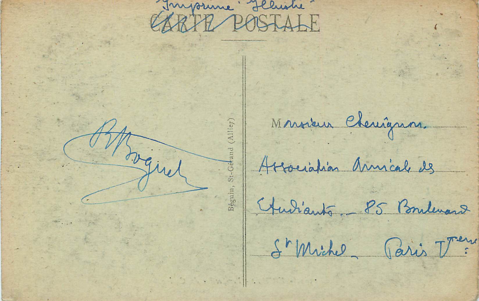 CPA Vichy Perspective du Casino  — Verso