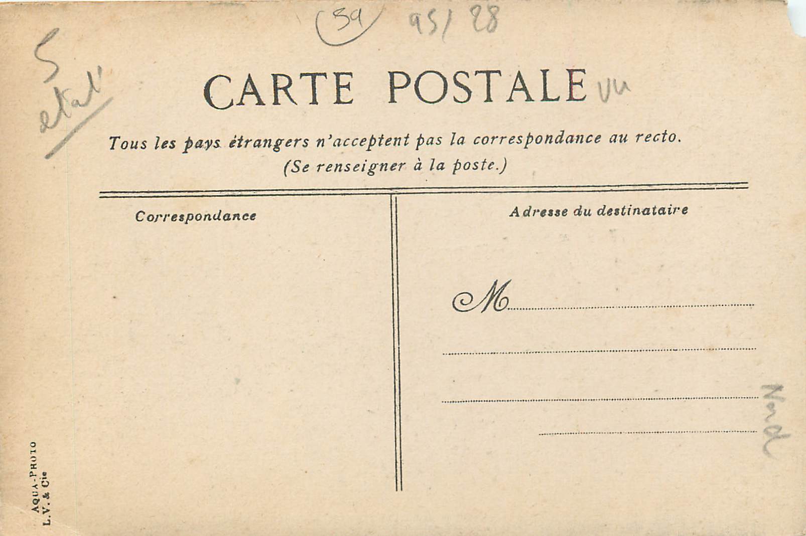 CPA Douai Le Palais de Justice  — Rückseite