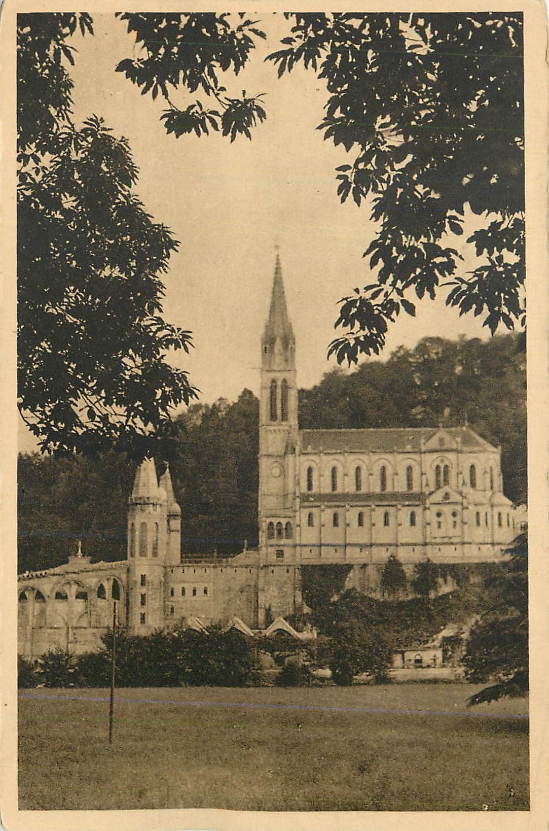 CPA Lourdes La Basilique sur la Grotte et les Piscines 